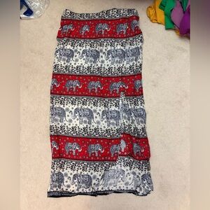 Red and White Elephant Print Sarong